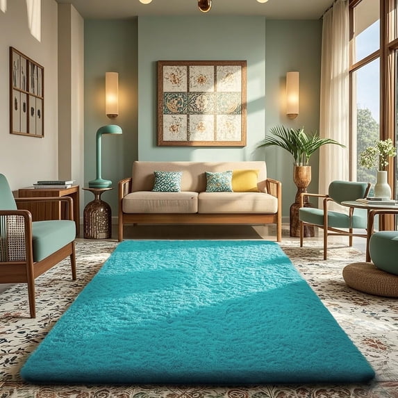 Fluffy Area Rugs for Living Room, Soft Shag Rug for Bedroom, Non-Slip Fuzzy Carpet, Machine Washable Plush Indoor Rug for Kids Room Nursery Home Decor