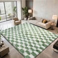 thumbnail image 1 of Area Rugs for Bedroom Living Room,4x6 Green and White Fluffy Soft Checkered Rug Fuzzy Shag Shaggy Carpet, Indoor Plush Floor Rugs for Kids Boys Girls Teen Dorm Nursery Home Decor, 1 of 14