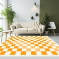 thumbnail image 1 of Area Rugs for Bedroom Living Room, 5' x 6.6' Ft Checkered Rug Retro Checkerboard Moroccan Rug Lightweight Outdoor Washable Carpet Rustic Decor for Living Room Bedroom Kitchen Patio(Orange/Yellow), 1 of 9