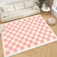 thumbnail image 1 of Area Rugs for Bedroom Living Room, 5' x 6.6' Ft Checkered Rug Retro Checkerboard Moroccan Rug Lightweight Outdoor Washable Carpet Rustic Decor for Living Room Bedroom Kitchen Patio(Pink/White), 1 of 9