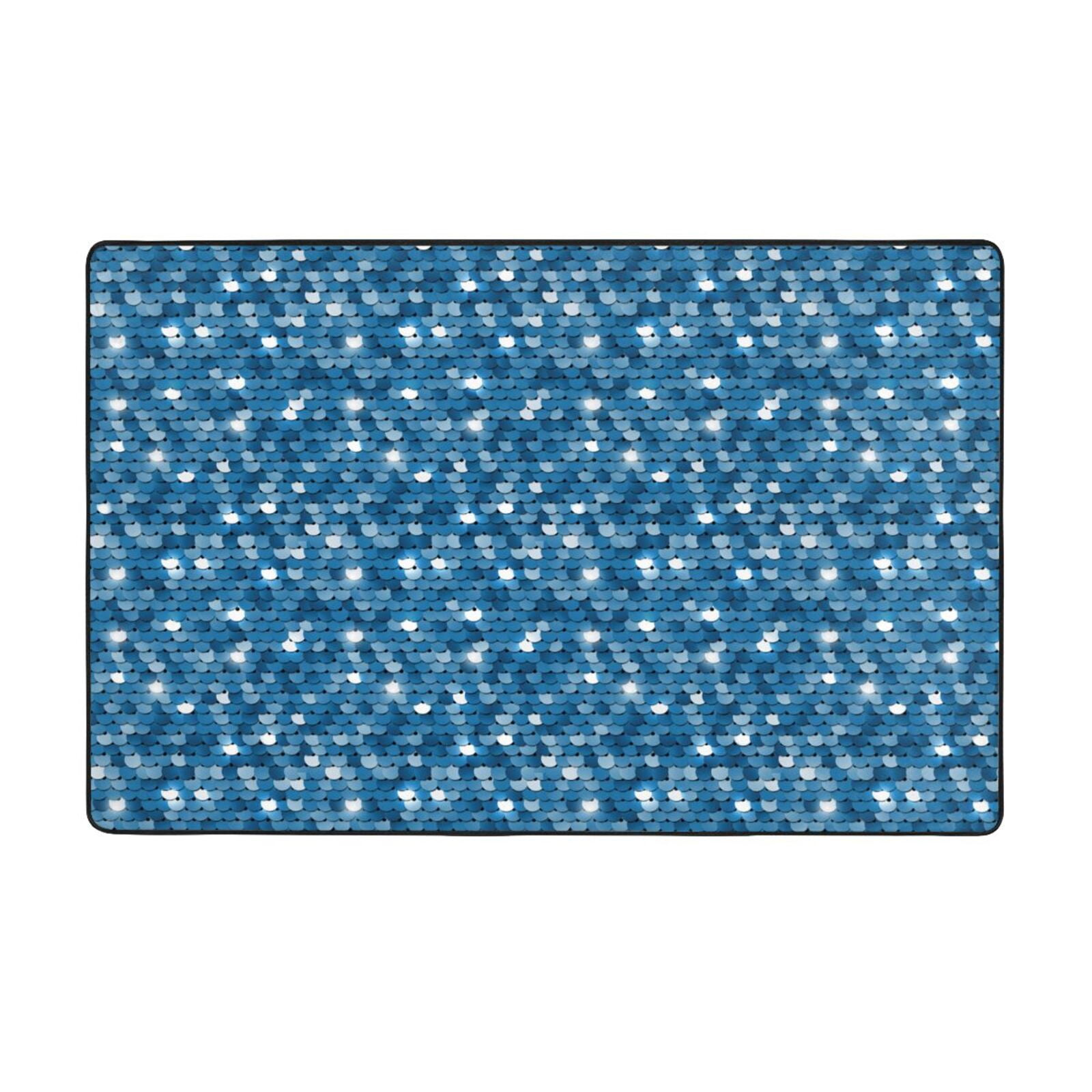 Area Rugs, Blue Glitter Lightning Washable Large Rugs for Living Room
