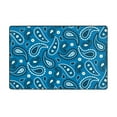 Area Rugs, Blue Vintage Paisley Pattern Washable Large Rugs for Living