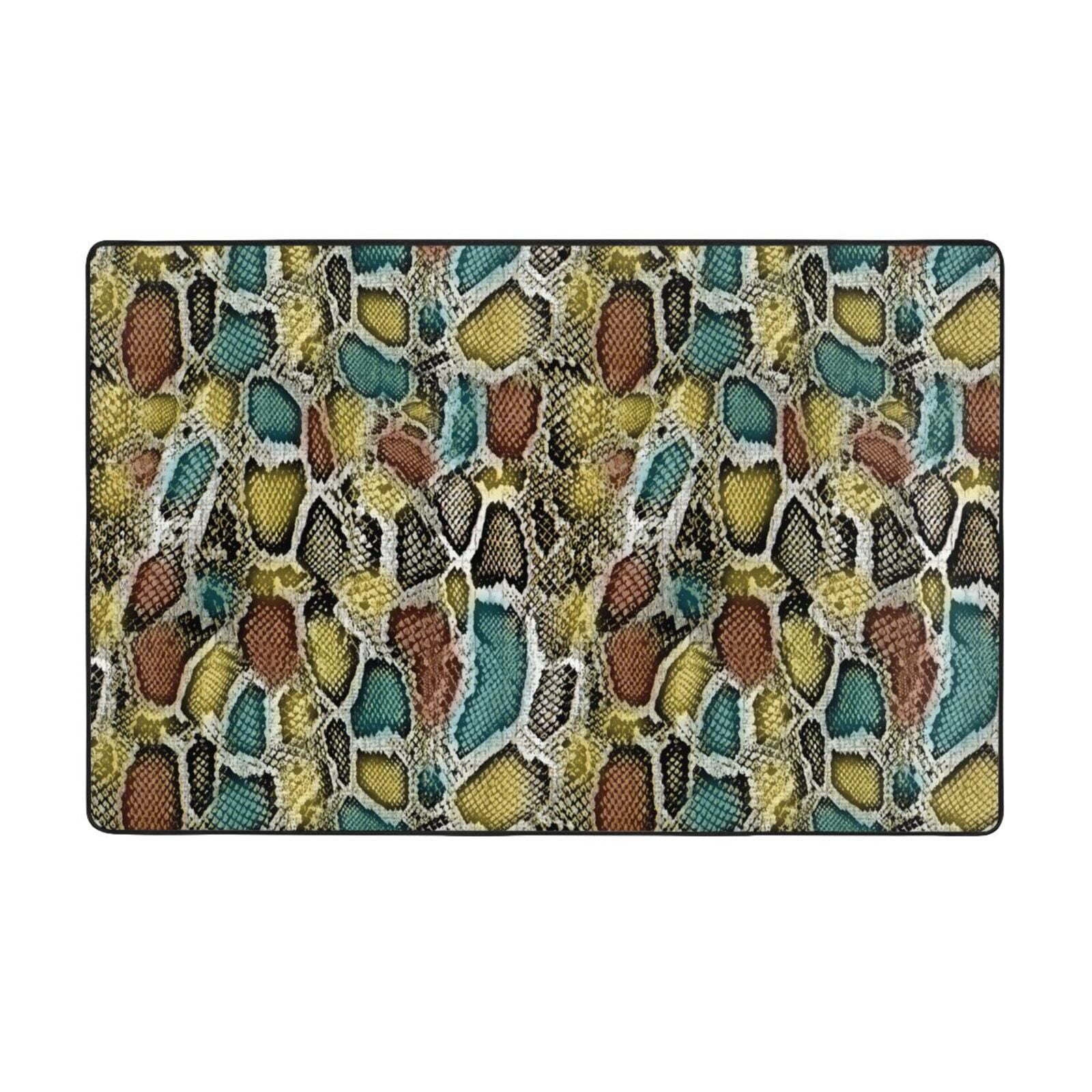 Area Rugs, Camouflage Snake Print Washable Large Rugs for Living Room