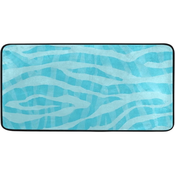 Area Rugs Carpet for Bedroom Floor Kitchen Rugs Abstract Blue Zebra Striped Bedside Runner Rug Living Room Washable Non Slip 39×20in Sofa