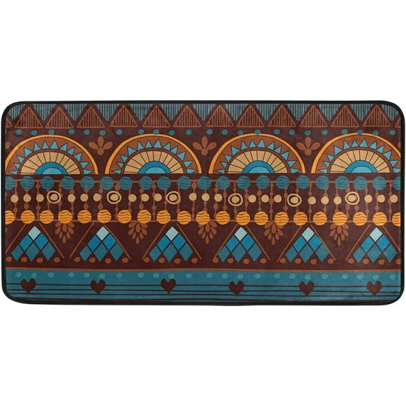 Area Rugs Carpet for Bedroom Floor Kitchen Rugs African Print Geometric Ethnic Brown Bedside Runner Rug Living Room Washable Non Slip 39×20in Sofa
