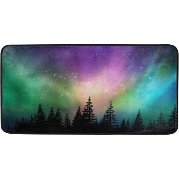 Area Rugs Carpet for Bedroom Floor Kitchen Rugs Colorful Aurora Door mat Bedside Runner Rug Living Room Washable Non Slip 39×20in
