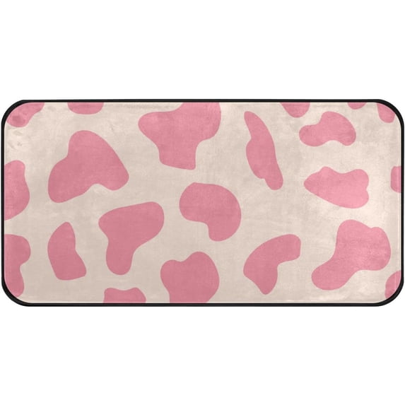Area Rugs Carpet for Bedroom Floor Kitchen Rugs Pink Cow Spot Door Mat Bedside Runner Rug Living Room Washable Non Slip 39×20in