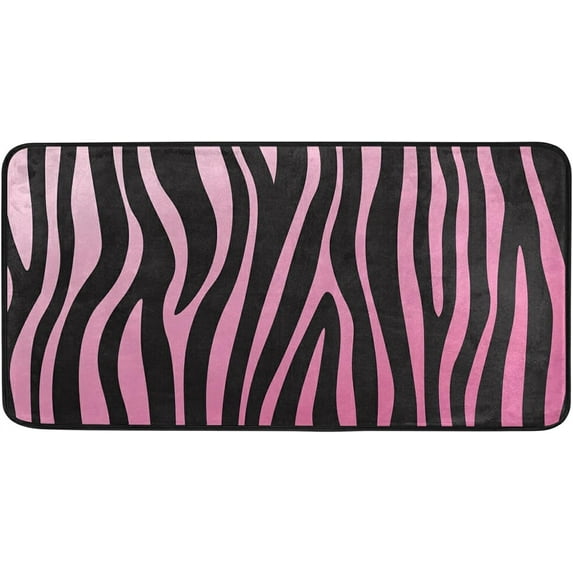 Area Rugs Carpet for Bedroom Floor Kitchen Rugs Pink and Black Zebra Print Animal Bedside Runner Rug Living Room Washable Non Slip 39×20in Sofa