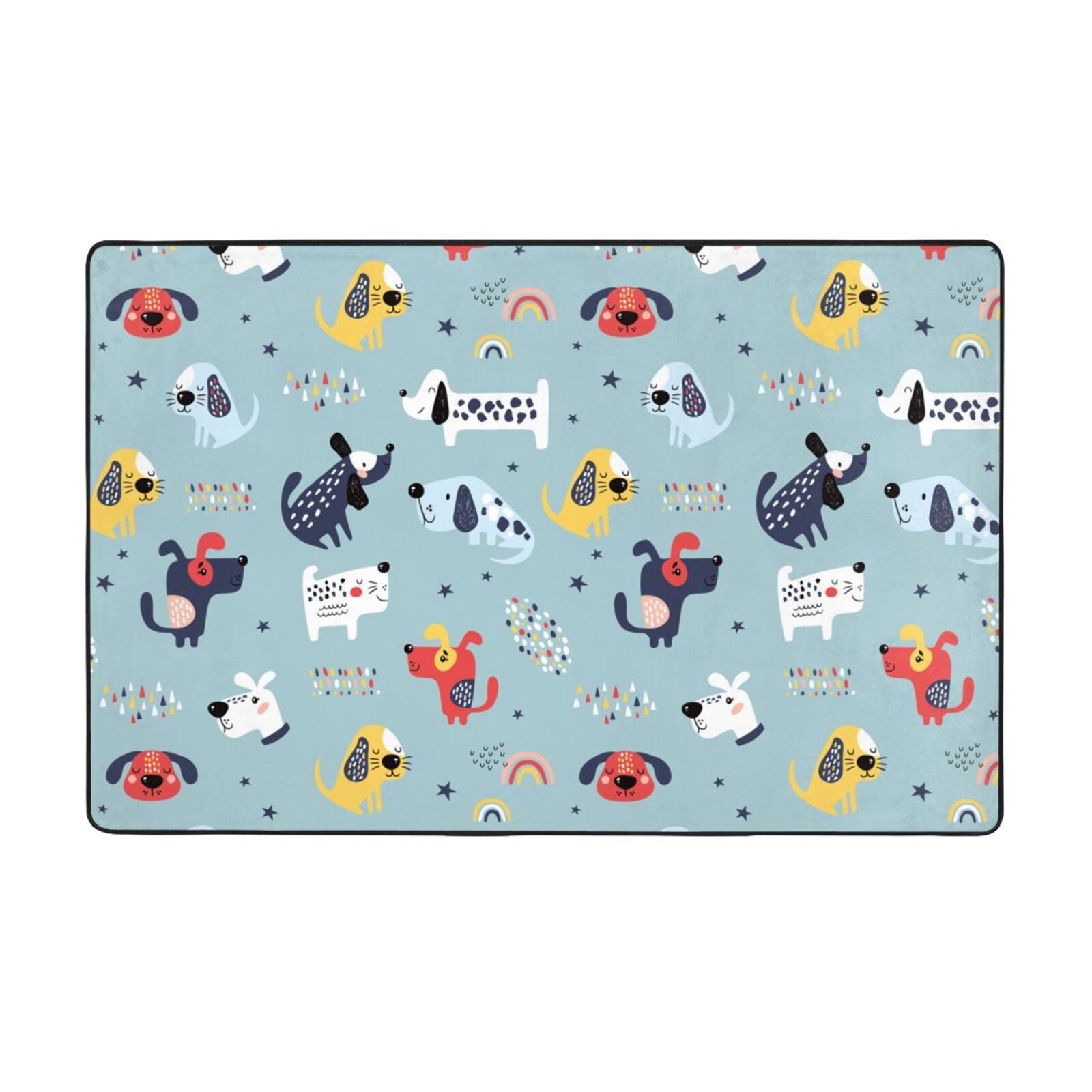 Area Rugs, Cartoon Colorful Dog Washable Large Rugs for Living Room
