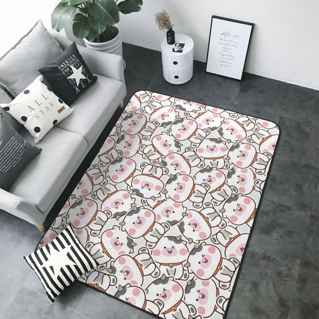 Area Rugs, Cartoon Cow Washable Large Rugs for Living Room Bedroom