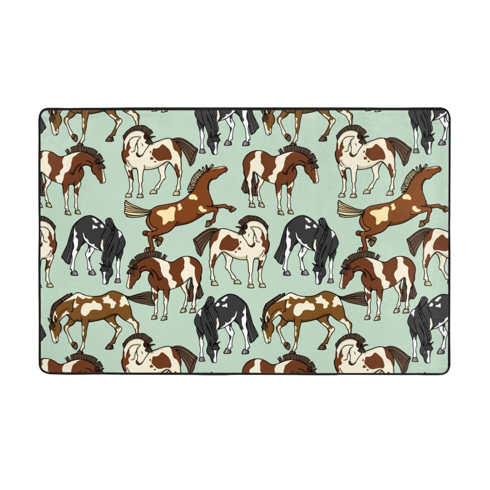 Area Rugs, Cartoon Spotted Cute Horse Washable Large Rugs for Living
