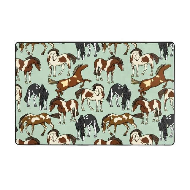 Area Rugs, Cartoon Spotted Cute Horse Washable Large Rugs for Living