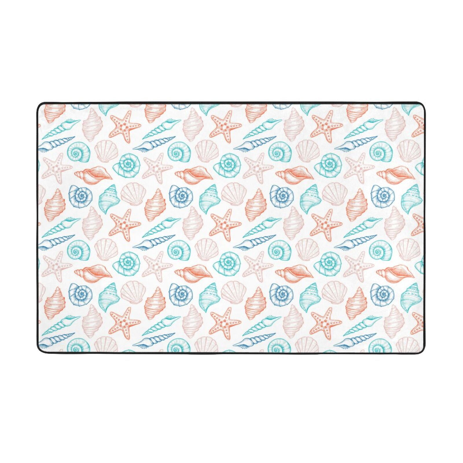 Area Rugs, Colorful Seashells1 Washable Large Rugs for Living Room