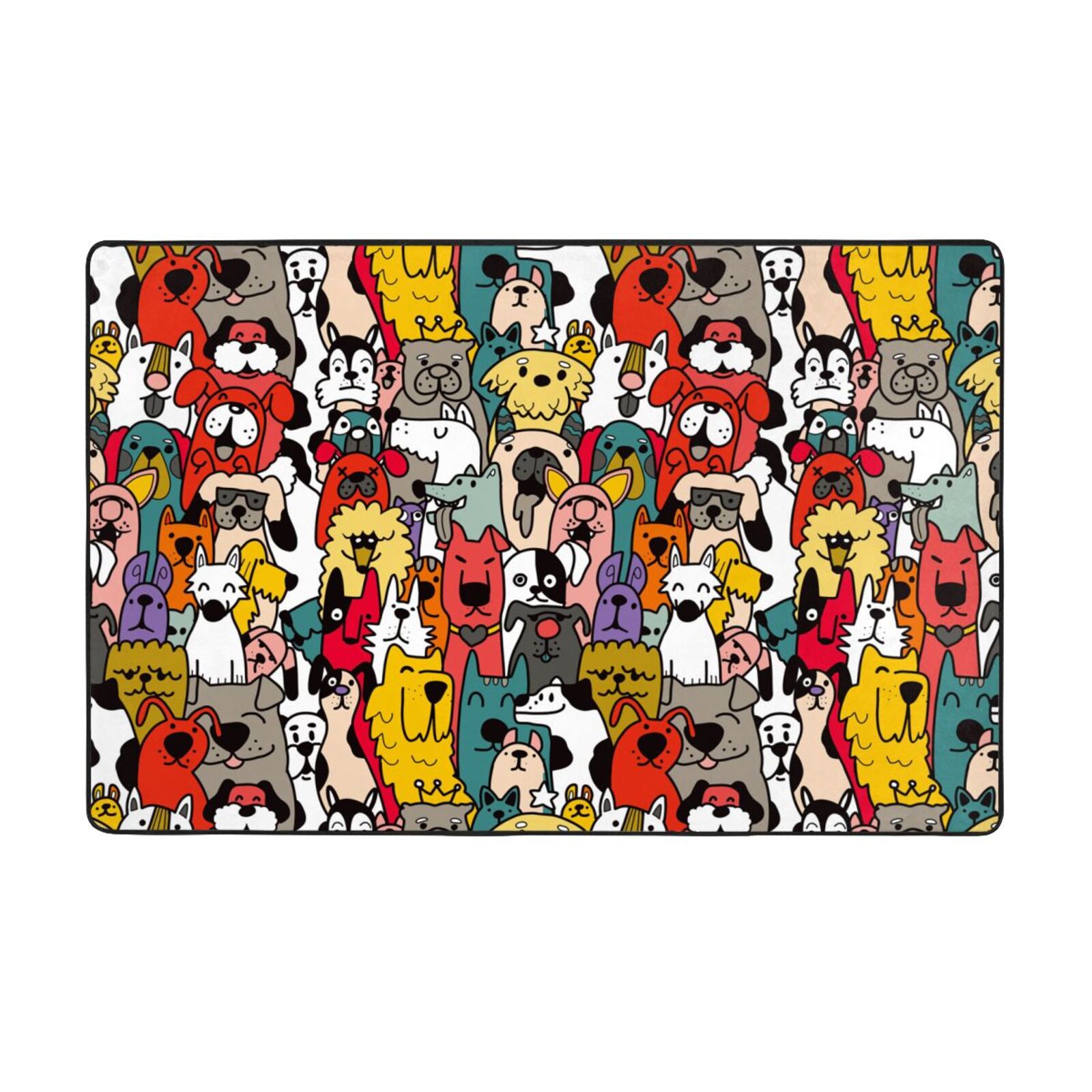 Area Rugs, Cute Colorful Dog Washable Large Rugs for Living Room