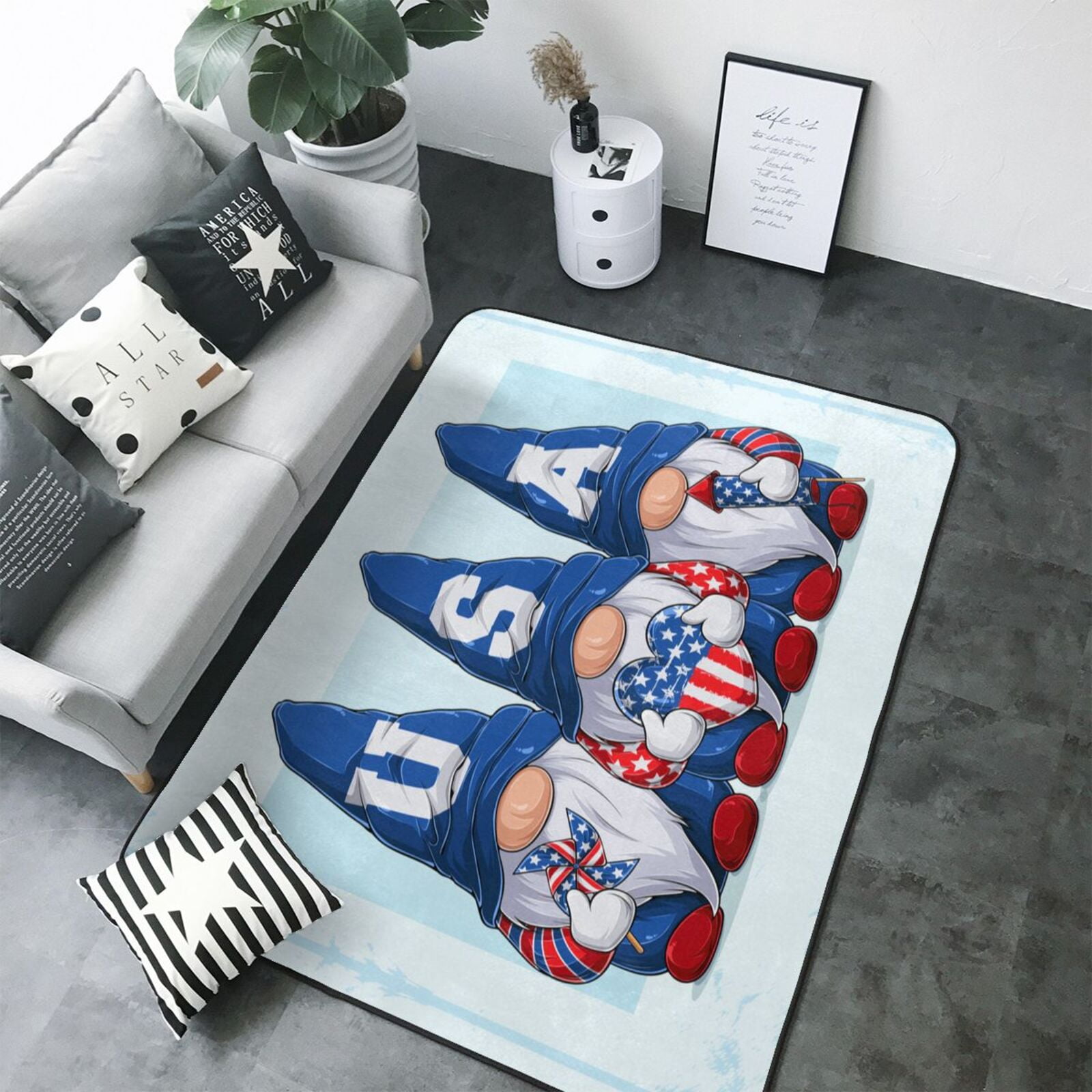 Area Rugs, Cute Gnomes in USA Washable Large Rugs for Living Room