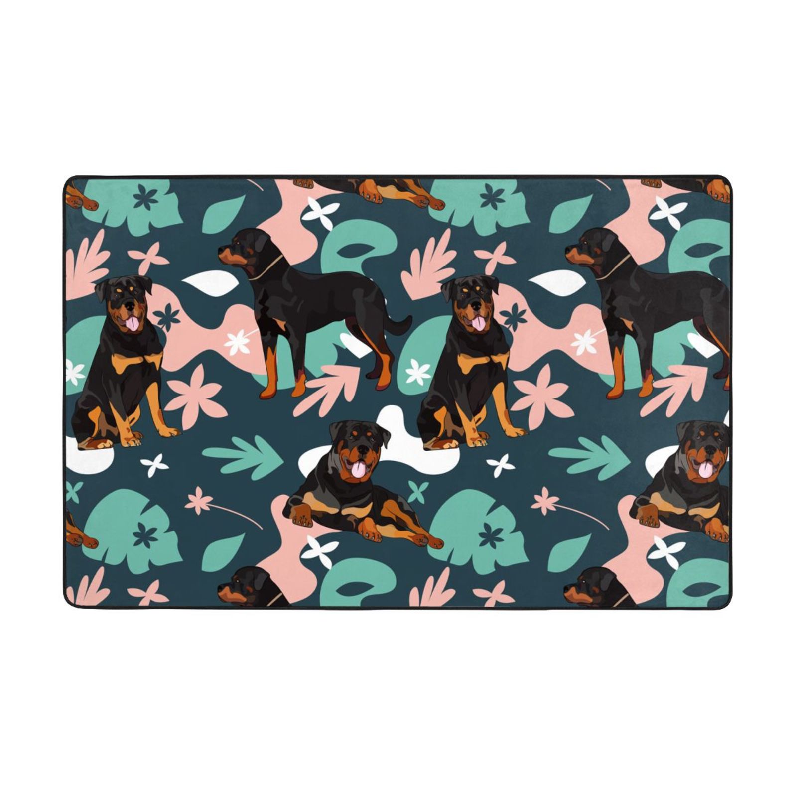 Area Rugs, Cute Rottweiler Washable Large Rugs for Living Room Bedroom