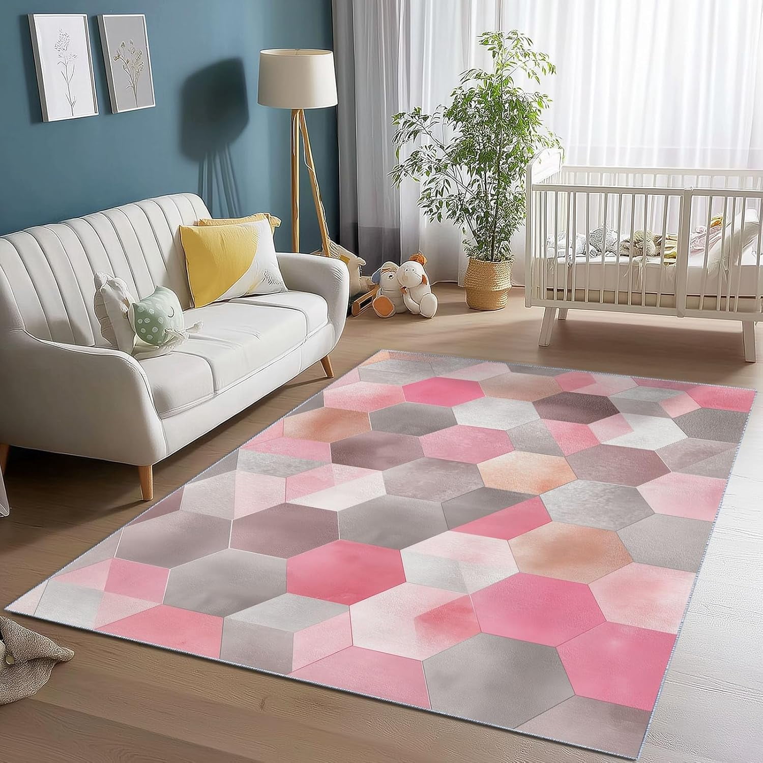 Area Rugs for Dinging Room, Pink Marble Indoor Accent Rugs for Living ...
