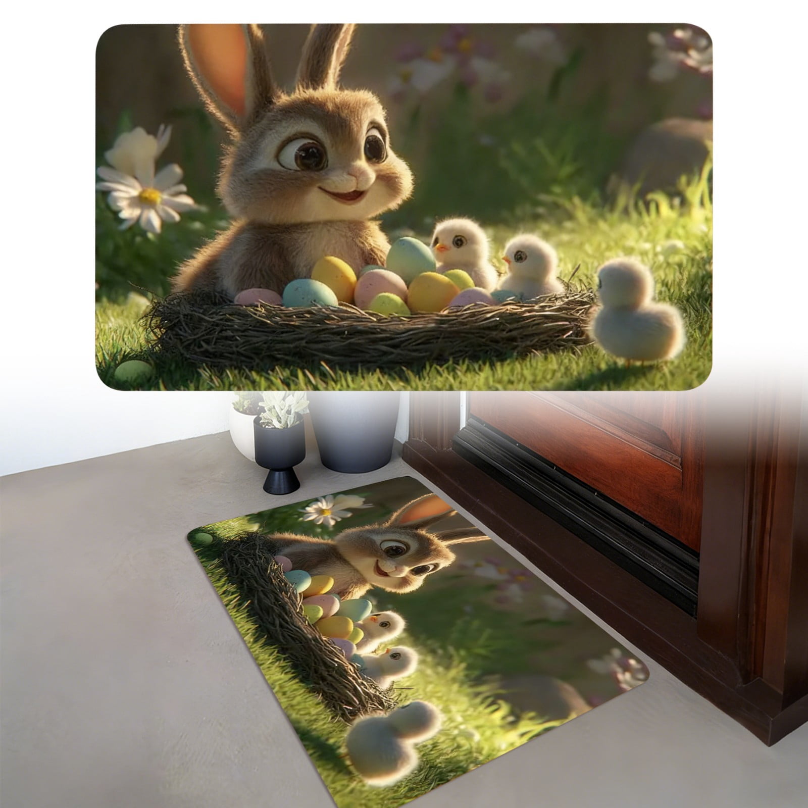 Area Rugs,Easter Rugs Rugs Easter Bunny In Bouquet Bathroom Rug Kitchen ...