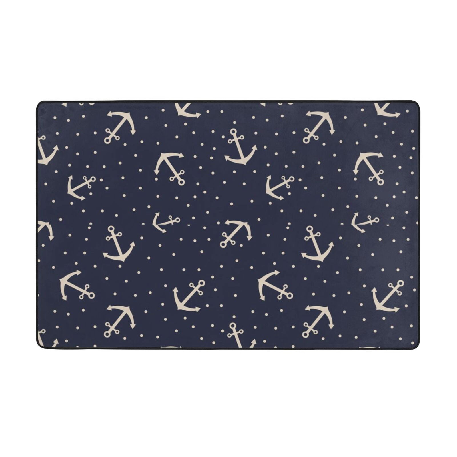 Area Rugs For Living Room Decor - Anchor Dots Cute Navyblue Anti Slip ...