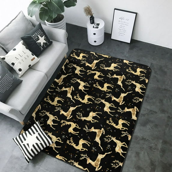 Area Rugs For Living Room Decor - Artistic Elk Deer Soft Anti Slip Throw Washable Rugs 5x7 For Bedroom, Indoor Carpet For Bedroom Living Room 80x58In