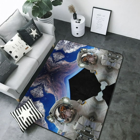 Area Rugs For Living Room Decor - Astronaut in Outer Space Soft Anti Slip Throw Washable Rugs 5x7 For Bedroom, Indoor Carpet For Bedroom Living Room 80x58In