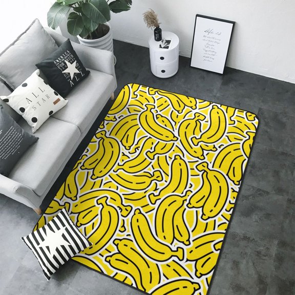 Area Rugs For Living Room Decor - Banana A Soft Anti Slip Throw Washable Rugs 5x7 For Bedroom, Indoor Carpet For Bedroom Living Room 80x58In