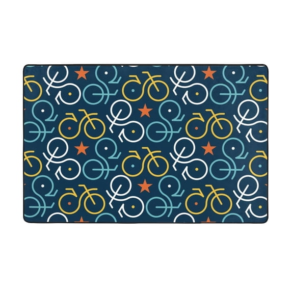 Area Rugs For Living Room Decor - Bicycle Colorful Anti Slip Throw Washable Rugs 3x5 For Bedroom, Soft Indoor Carpet For Bedroom Living Room 60x39In