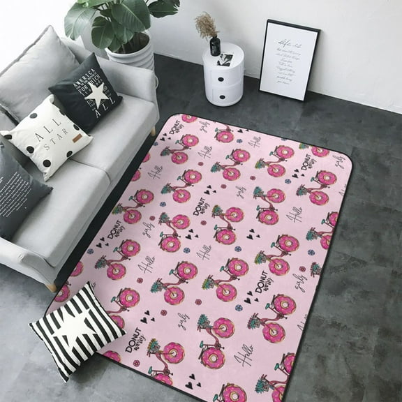 Area Rugs For Living Room Decor - Bike with Donut Wheels Soft Anti Slip Throw Washable Rugs 5x7 For Bedroom, Indoor Carpet For Bedroom Living Room 80x58In