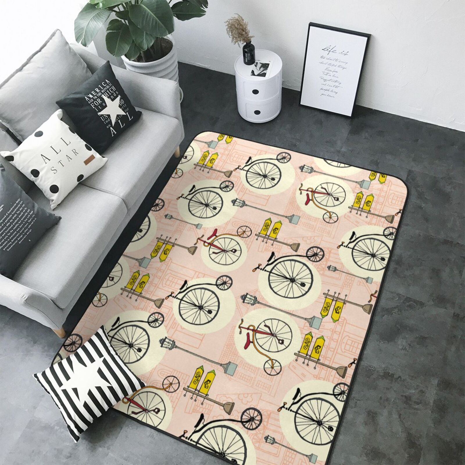 Mtb Rugs Area Rugs For Living Room Decor - Bike Pattern Abstract Soft Anti Slip ...