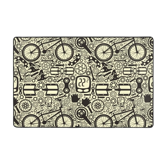 Area Rugs For Living Room Decor - Bike Pattern Ethereal Anti Slip Throw Washable Rugs 3x5 For Bedroom, Soft Indoor Carpet For Bedroom Living Room 60x39In