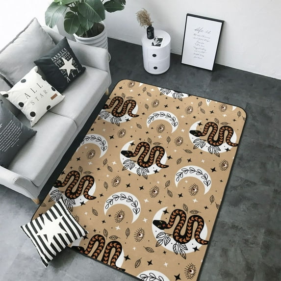 Area Rugs For Living Room Decor - Bohemian Cartoon Snake Moon Eyes Soft Anti Slip Throw Washable Rugs 5x7 For Bedroom, Indoor Carpet For Bedroom Living Room 80x58In