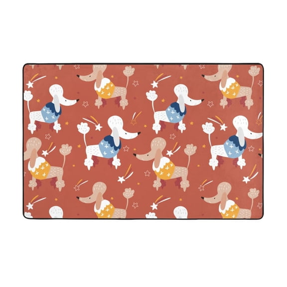 Area Rugs For Living Room Decor - Cartoon Cute Funny Poodle Dog Anti Slip Throw Washable Rugs 3x5 For Bedroom, Soft Indoor Carpet For Bedroom Living Room 60x39In