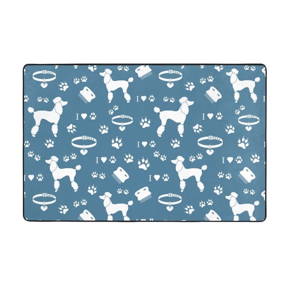 Area Rugs For Living Room Decor - Cartoon Cute Poodle Dog Anti Slip Throw Washable Rugs 3x5 For Bedroom, Soft Indoor Carpet For Bedroom Living Room 60x39In