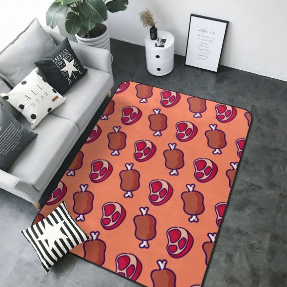 Area Rugs For Living Room Decor - Cartoon Meat Soft Anti Slip Throw Washable Rugs 5x7 For Bedroom, Indoor Carpet For Bedroom Living Room 80x58In