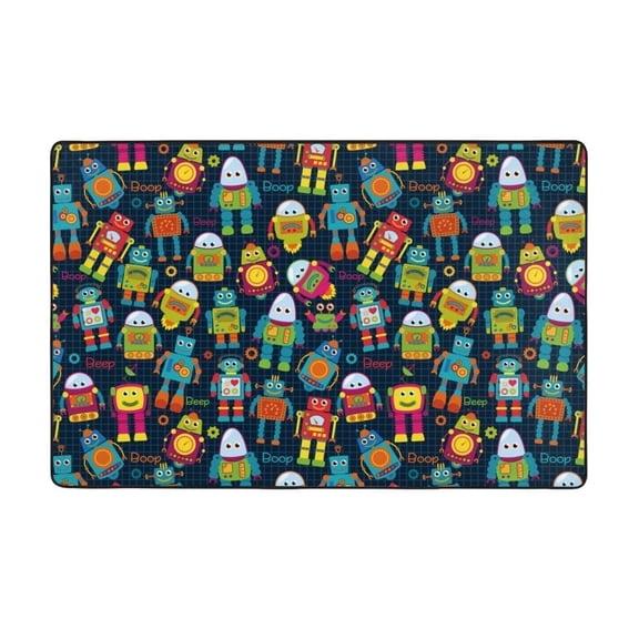Area Rugs For Living Room Decor - Cartoon Robot Anti Slip Throw Washable Rugs 3x5 For Bedroom, Soft Indoor Carpet For Bedroom Living Room 60x39In