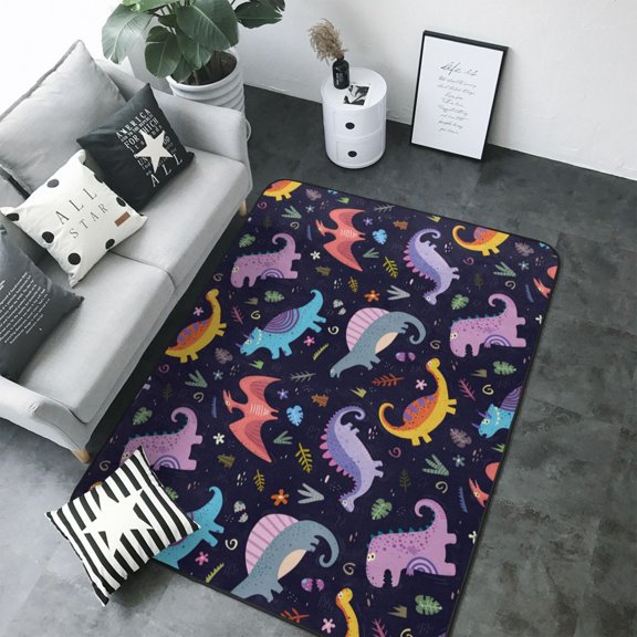 Area Rugs For Living Room Decor - Cartoon dinosaur B Soft Anti Slip Throw Washable Rugs 5x7 For Bedroom, Indoor Carpet For Bedroom Living Room 80x58In