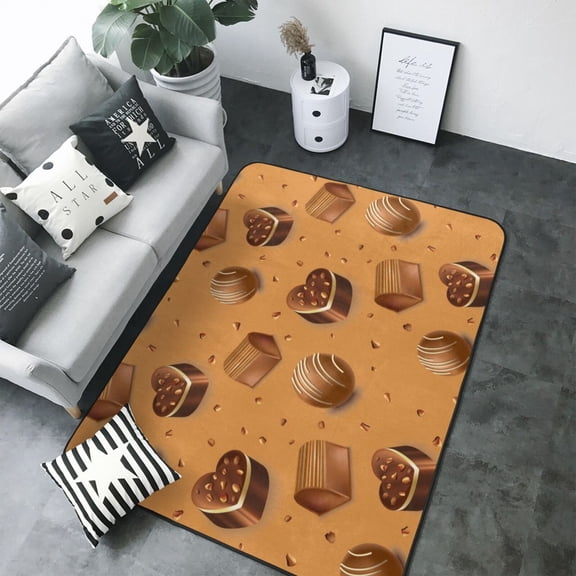 Area Rugs For Living Room Decor - Chocolate Pattern No.9050 Soft Anti Slip Throw Washable Rugs 5x7 For Bedroom, Indoor Carpet For Bedroom Living Room 80x58In
