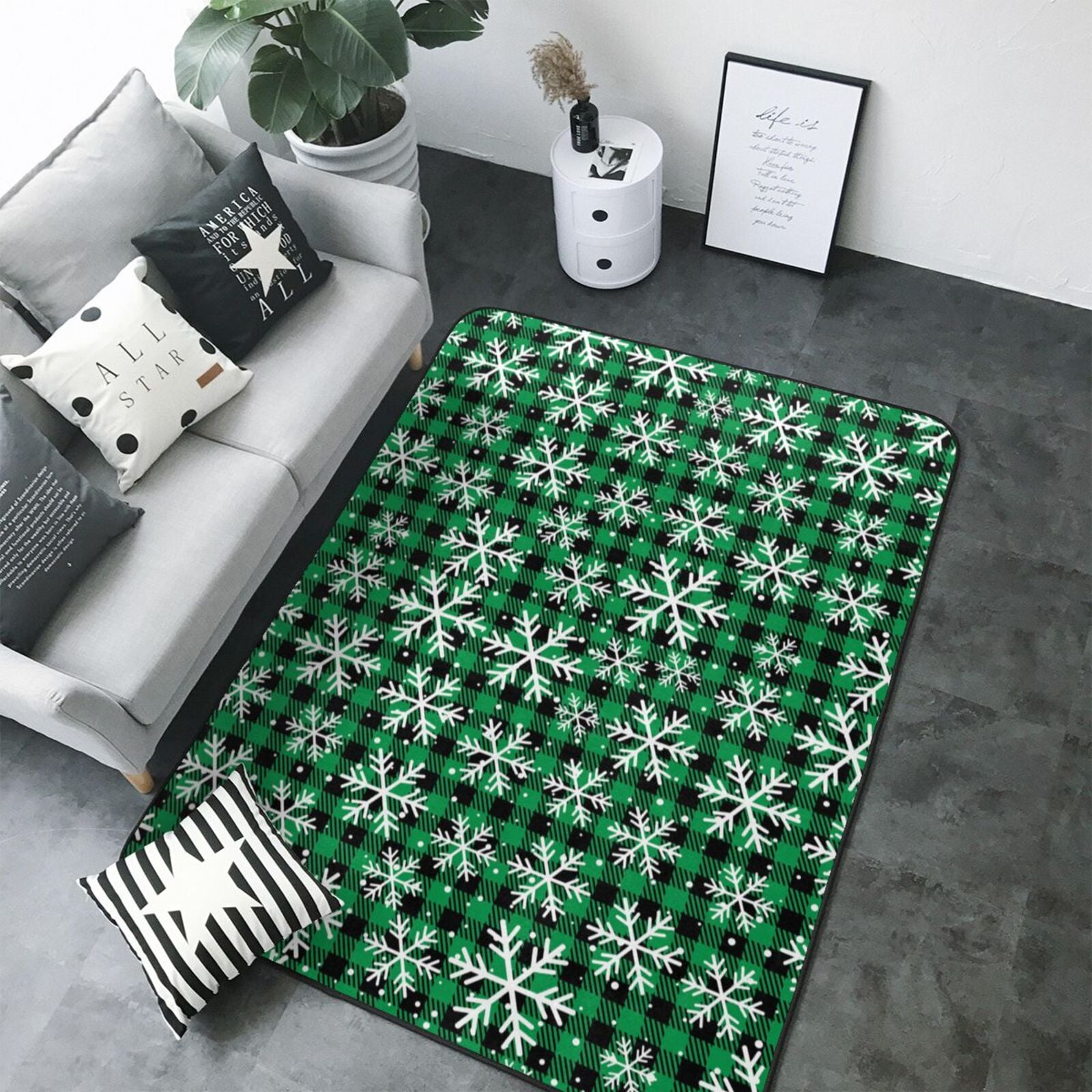 Area Rugs For Living Room Decor, Christmas At Buffalo Plaid Anti Slip