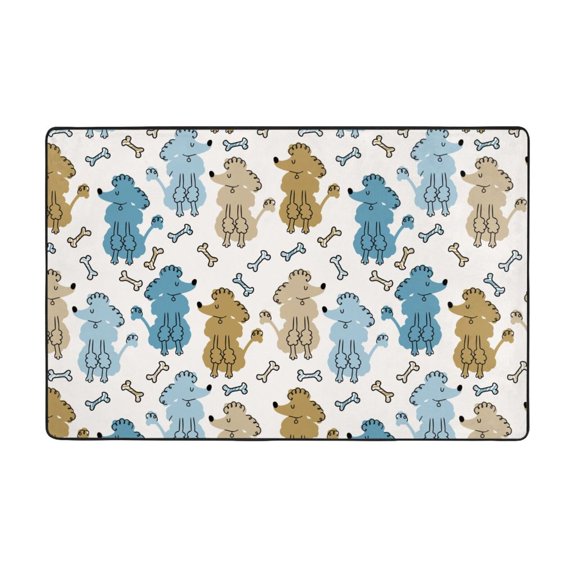 Area Rugs For Living Room Decor - Classic Cute Poodle Dog Funny Anti Slip Throw Washable Rugs 3x5 For Bedroom, Soft Indoor Carpet For Bedroom Living Room 60x39In
