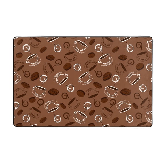 Area Rugs For Living Room Decor - Coffee Bean And Mug Print Anti Slip Throw Washable Rugs 3x5 For Bedroom, Soft Indoor Carpet For Bedroom Living Room 60x39In