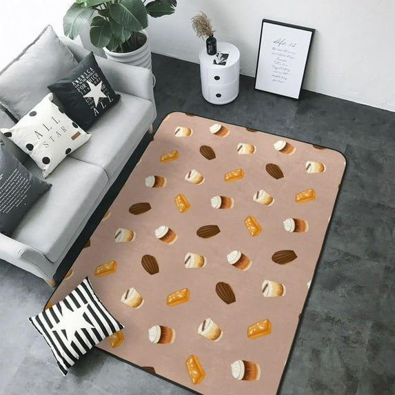 Area Rugs For Living Room Decor - Coffee Biscuit Chocolate Print Soft Anti Slip Throw Washable Rugs 5x7 For Bedroom, Indoor Carpet For Bedroom Living Room 80x58In