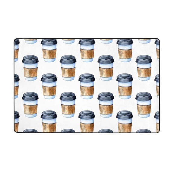 Area Rugs For Living Room Decor - Coffee To Go Pattern Anti Slip Throw Washable Rugs 3x5 For Bedroom, Soft Indoor Carpet For Bedroom Living Room 60x39In
