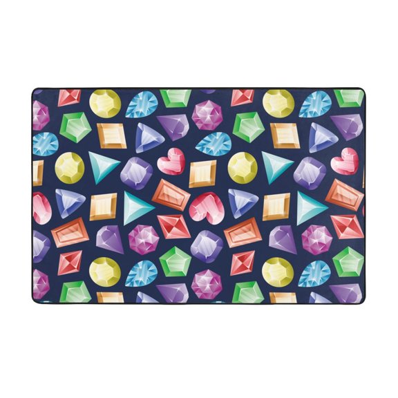 Area Rugs For Living Room Decor - Colorful Crystals Stones Anti Slip Throw Washable Rugs 3x5 For Bedroom, Soft Indoor Carpet For Bedroom Living Room 60x39In