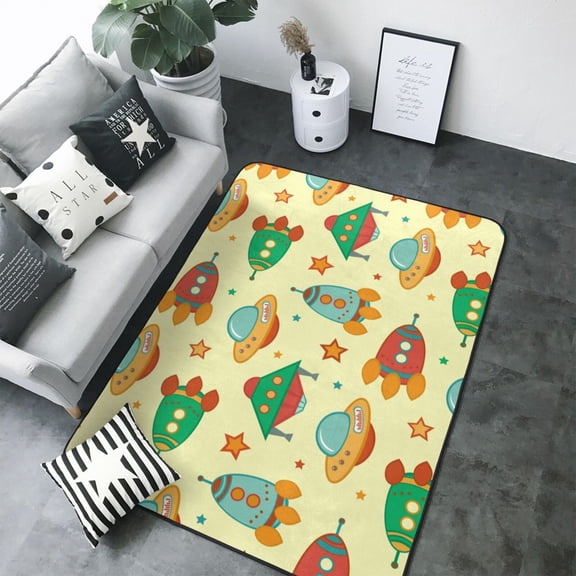 Area Rugs For Living Room Decor - Colorful Outer Space Soft Anti Slip Throw Washable Rugs 5x7 For Bedroom, Indoor Carpet For Bedroom Living Room 80x58In