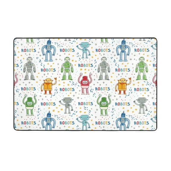Area Rugs For Living Room Decor - Colorful Robot Anti Slip Throw Washable Rugs 3x5 For Bedroom, Soft Indoor Carpet For Bedroom Living Room 60x39In