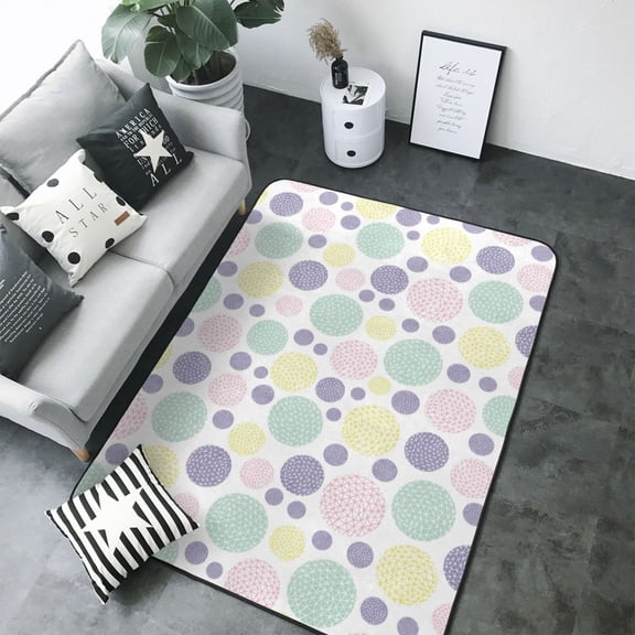 Area Rugs For Living Room Decor - Colorful Spotty circular Soft Anti Slip Throw Washable Rugs 5x7 For Bedroom, Indoor Carpet For Bedroom Living Room 80x58In