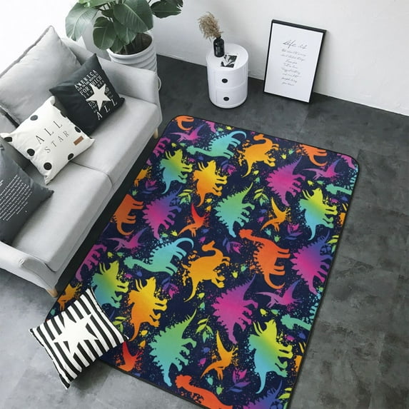 Area Rugs For Living Room Decor - Colorful dinosaur C Soft Anti Slip Throw Washable Rugs 5x7 For Bedroom, Indoor Carpet For Bedroom Living Room 80x58In