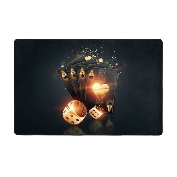 Area Rugs For Living Room Decor - Creative Poker Anti Slip Throw Washable Rugs 3x5 For Bedroom, Soft Indoor Carpet For Bedroom Living Room 60x39In