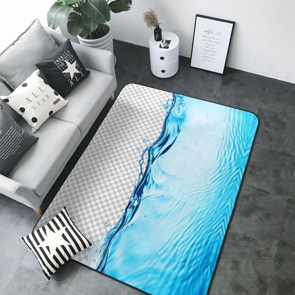 Area Rugs For Living Room Decor - Crystal Clear Water Splash Soft Anti Slip Throw Washable Rugs 5x7 For Bedroom, Indoor Carpet For Bedroom Living Room 80x58In