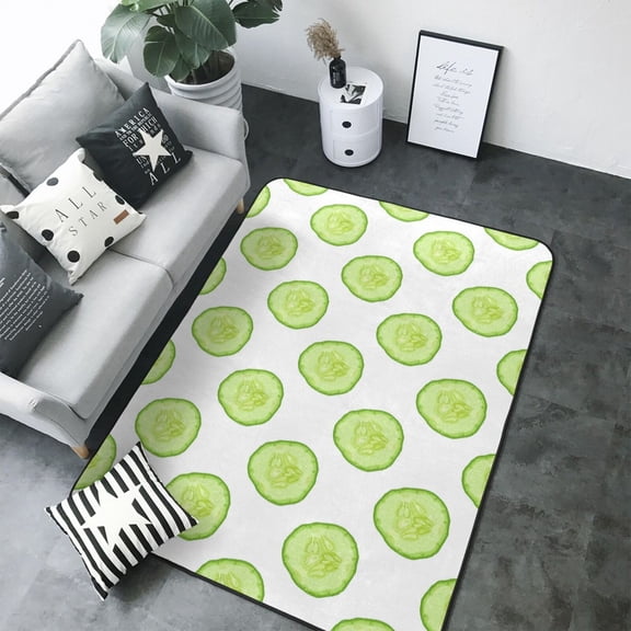 Area Rugs For Living Room Decor - Cucumber slices green Soft Anti Slip Throw Washable Rugs 5x7 For Bedroom, Indoor Carpet For Bedroom Living Room 80x58In